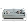 Tayber Claudia 3 Seater Sofa Fabric Group 2 Dimensions