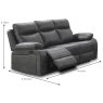 Angelica 3 Seater Manual Reclining Sofa Faux Suede Grey Dimensions