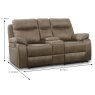Angelica 2 Seater Manual Reclining Sofa With Central Console & Cupholders Faux Suede Tan Dimensions