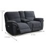 Westbury 2 Seater Electric Reclining Sofa With Console & USB Charger Fabric Ink Blue Dimensions