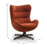 Raggae Swivel Armchair Fabric Terracotta Dimensions