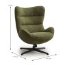 Raggae Swivel Armchair Fabric Moss Dimensions