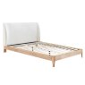 Halfden Double (135cm) Bedstead with Fabric Headboard White no mattress