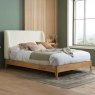 Halfden Double (135cm) Bedstead with Fabric Headboard White Lifestyle