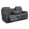 Cordon 3 Seater Electric Sofa With Drop Down Table & USB Charger Faux Leather Dark Grey
