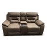 Cordon 2 Seater Electric Reclining Sofa With Console & USB Charger Faux Leather Chestnut
