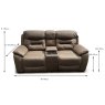 Cordon 2 Seater Electric Reclining Sofa With Console & USB Charger Faux Leather Chestnut Dimensions
