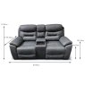 Cordon 2 Seater Electric Reclining Sofa With Console & USB Charger Faux Leather Dark Grey Dimensions