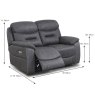 Cordon 2 Seater Sofa Electric Reclining With USB Charger Faux Leather Dark Grey Dimensions