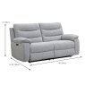 Anton 3 Seater Electric Reclining Sofa Fabric Silver Dimensions