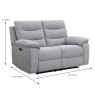Anton 2 Seater Electric Reclining Sofa Fabric Silver Dimensions