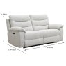 Anton 3 Seater Electric Reclining Sofa Fabric Cream Dimensions
