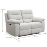 Anton 2 Seater Sofa Electric Reclining Fabric Cream Dimensions