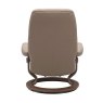 Stressless Consul Large Chair With Classic Base Walnut & Footstool Batick Leather Mole Rear View