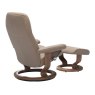 Stressless Consul Large Chair With Classic Base Walnut & Footstool Batick Leather Mole Other Side