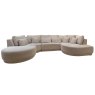 Belform Lucca 4 + Seater Curved Corner Sofa Including Curved Footstool Fabric PR Ash Grey