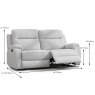 Salzburg Manual Reclining 2.5 Seater Sofa Fabric Light Grey Dimensions