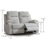 Salzburg Manual Reclining 2 Seater Sofa Fabric Light Grey Dimensions