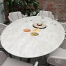  Bali 6 Person Light Sandstone Outdoor Dining Set With Ceramic Oval Glass Table Top 
