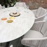  Bali 6 Person Light Sandstone Outdoor Dining Set With Ceramic Oval Glass Table Top 