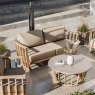 Royalcraft Luca 5 Person Teak Outdoor Sofa Lounging Set With Coffee Table & Beige Cushions