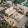 Royalcraft Luca 5 Person Teak Outdoor Sofa Lounging Set With Coffee Table & Beige Cushions