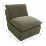 Darren 1.5 Seater Modular Armless Chair Fabric Forest Night Dimensions