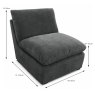 Darren 1.5 Seater Modular Armless Chair Fabric Forest Night Dimensions