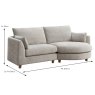 Monika 3 Seater Sofa With Curved Chaise LHF Fabric Liberty Beige Dimensions