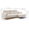 Valentia 3.5 Seater Sofa With Chaise LHF Fabric Beige Dimensions