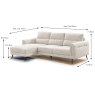 Valentia 3.5 Seater Sofa With Chaise RHF Fabric Beige Dimensions