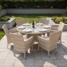 Naples 6 Person Natural Rattan Round Outdoor Dining Set With Imperial Chairs Sand 2