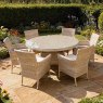 Naples 6 Person Natural Rattan Round Outdoor Dining Set With Imperial Chairs Sand No Styling