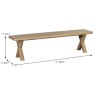 Tenby 3 Person Dining Bench Rustic Oak Dimensions