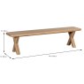 Tenby 2 Person Dining Bench Rustic Oak Dimensions