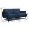 Lovell 3 Seater Sofa With 2 Seat Cushions Fabric 20 Belfast Navy Blue Dimensions