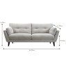 Paulina 3 Seater Sofa Fabric 20 Whitecap Gray Dimensions