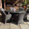 Royalcraft Paris 6 Person Rattan Outdoor Round Dining Table Set With Imperial Chairs 