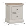 Harry 2 Drawer Bedside Locker Cashmere & Oak Dimensions