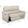 Ladina Electric Reclining 2 Seater Sofa With Adjustable Lumbar & Headrest Fabric Dimensions