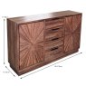 Rachel 2 Door + 4 Drawer Sideboard Dark Teak Dimensions