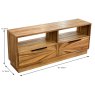 Rachel 2 Drawer TV/Entertainment Unit Ginger Teak Dimensions