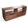 Rachel 2 Drawer TV/Entertainment Unit Dark Teak Dimensions