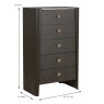 Rio 5 Drawer Tallboy Ebony Dimensions