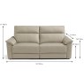 Odette 2.5 Seater Sofa Leather Category B Dimensions