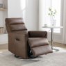 Texan Electric Reclining Swivel Rocker Faux Leather Chestnut