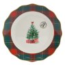 Breakfast/Side Plate With Christmas Tree & Tartan Edge Close up