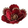 Magnolia Flower On Clip Oxblood 23cm Close up