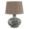 Mindy Browes Hannah Table Lamp Cream & Teal Patterned Base With Beige Flecked Pleated Shade