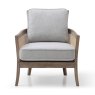 Castile Armchair With Cream Linen Fabric Seat & Back Cushions Front View